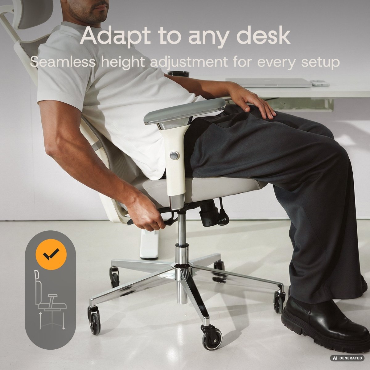 CleverSeat - Ergonomic Office chair - ClouvouChairs - US Cream/Gray