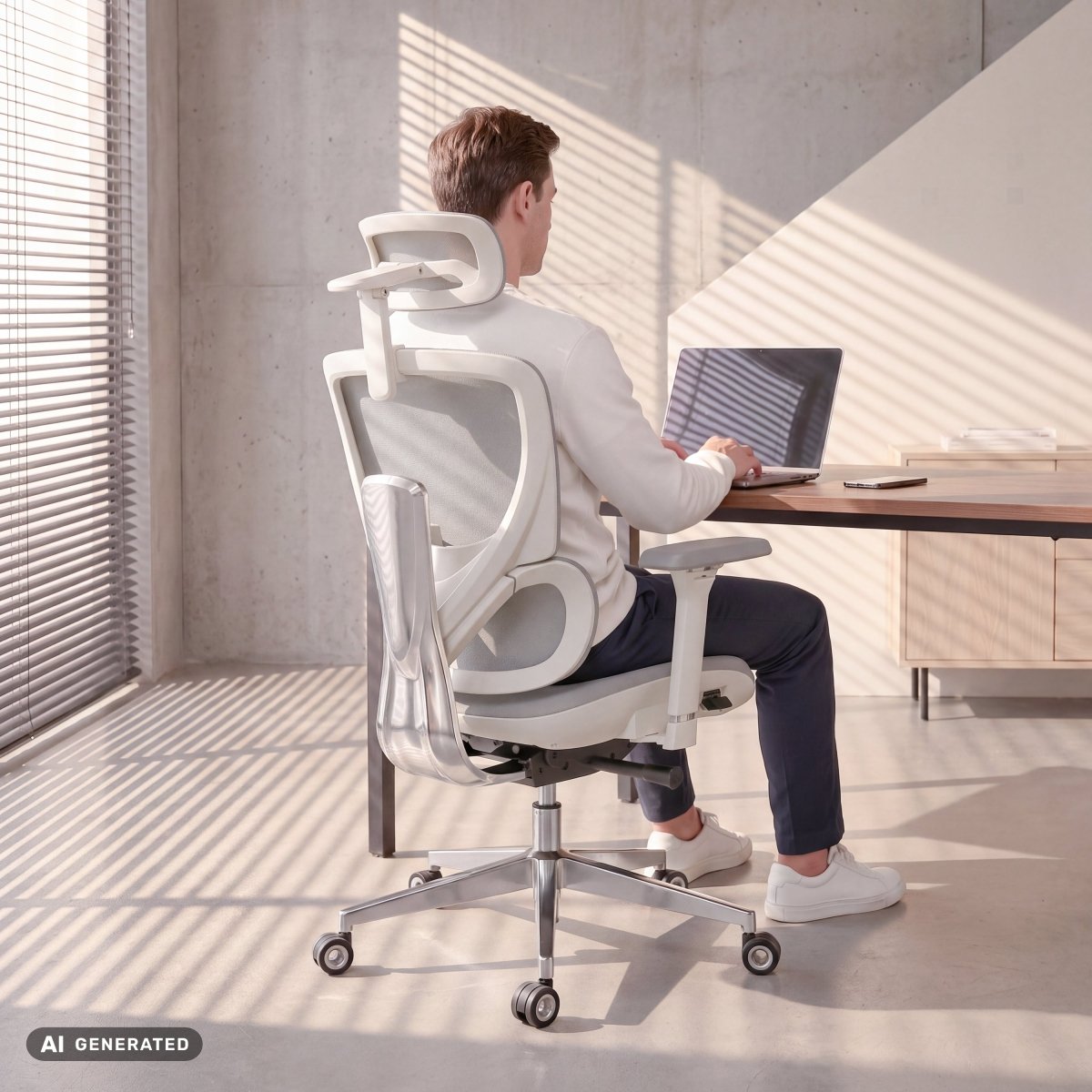 MasterSeat – Ergonomic Premium Office Chair - ClouvouChairs - US Cream/Gray