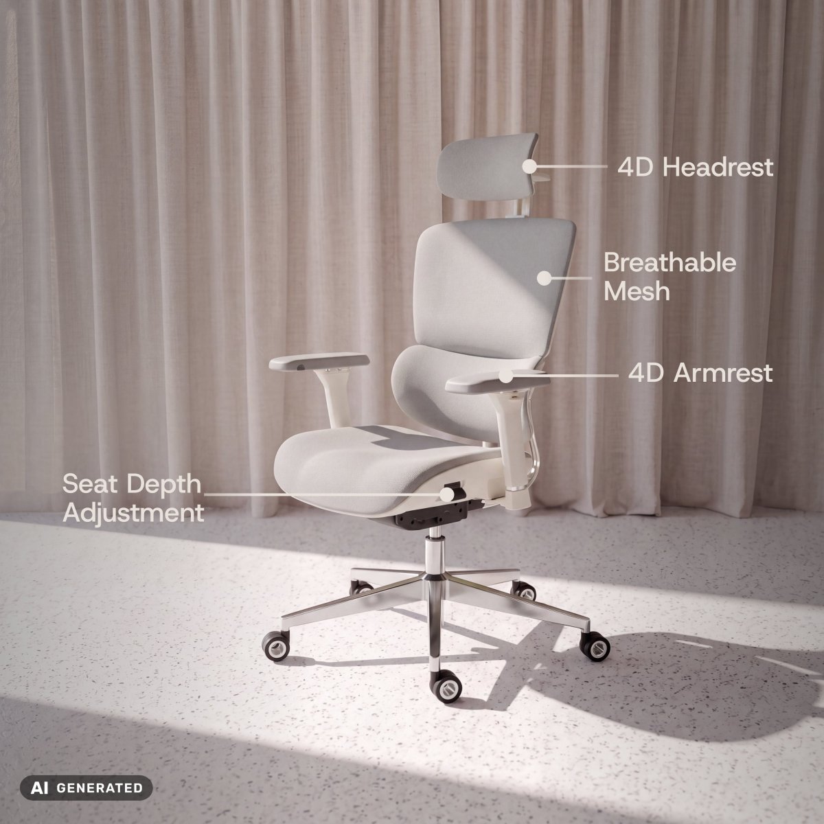 MasterSeat – Ergonomic Premium Office Chair - ClouvouChairs - US Cream/Gray