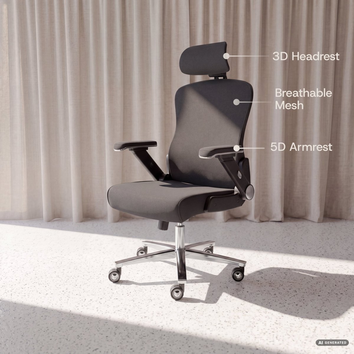 PowerSeat - Ergonomic Extra-Wide Office Chair - ClouvouChairs - US Black