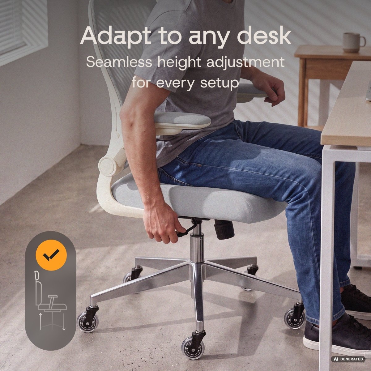 SmartSeat – Ergonomic Office Chair - ClouvouChairs - US Cream/Gray