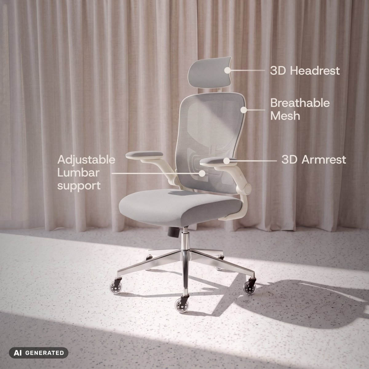 SmartSeat – Ergonomic Office Chair - ClouvouChairs - US Cream/Gray