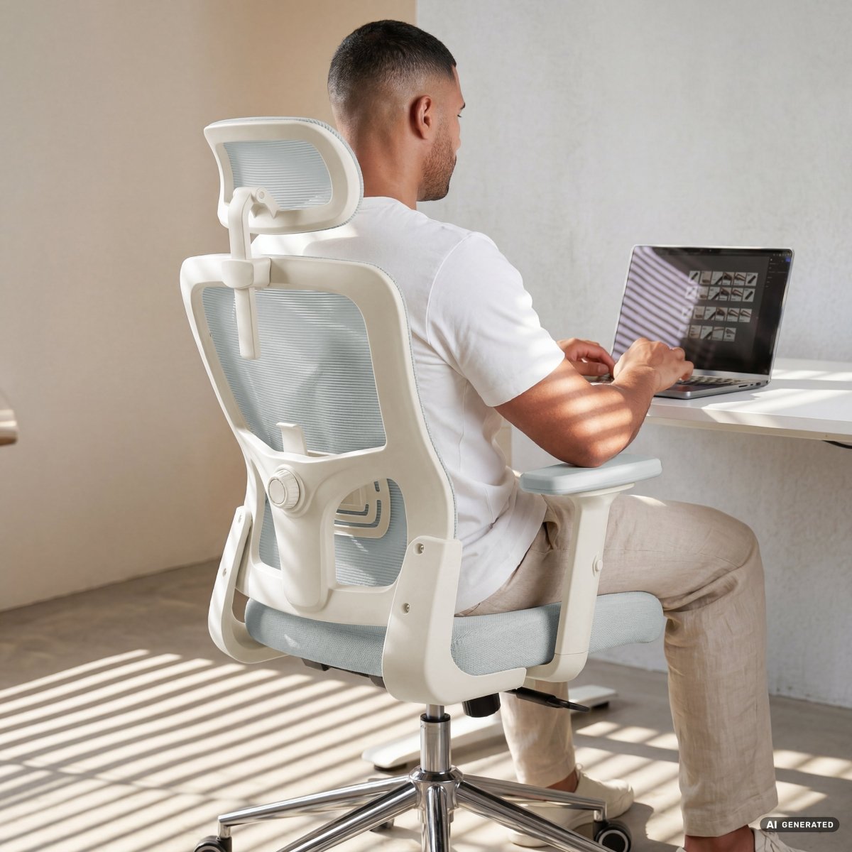 BrightSeat – Best Value Ergonomic Office Chair - ClouvouChairs - US Cream/Gray