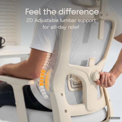 BrightSeat – Best Value Ergonomic Office Chair - ClouvouChairs - US Cream/Gray