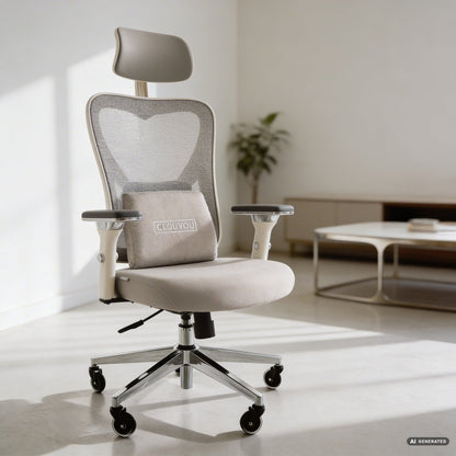 CleverSeat - Ergonomic Office chair - ClouvouChairs - US Cream/Gray