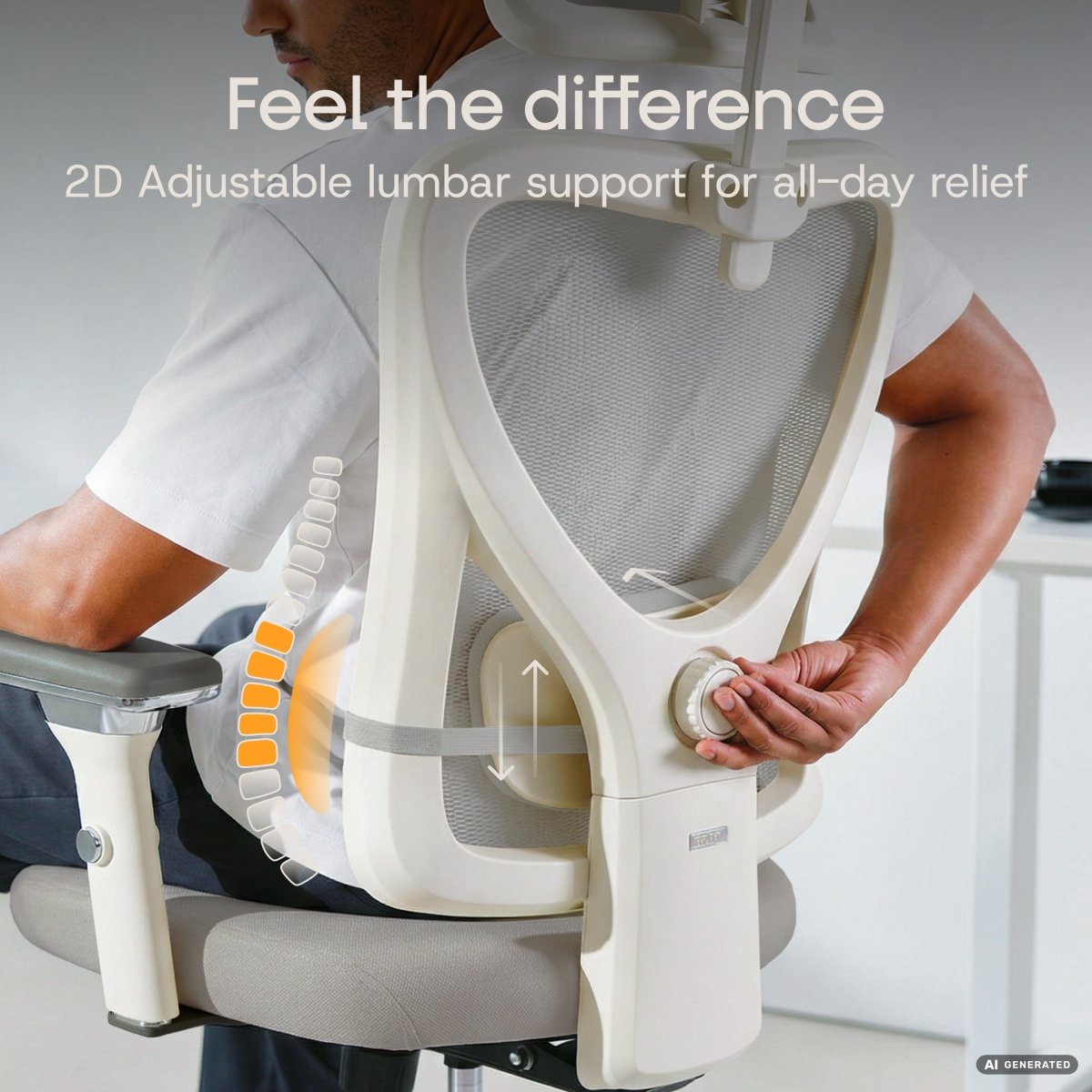 CleverSeat - Ergonomic Office chair - ClouvouChairs - US Cream/Gray