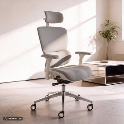 MasterSeat – Ergonomic Premium Office Chair - ClouvouChairs - US Cream/Gray