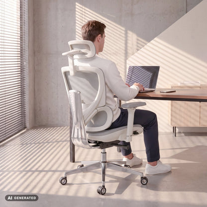 MasterSeat – Ergonomic Premium Office Chair - ClouvouChairs - US Cream/Gray