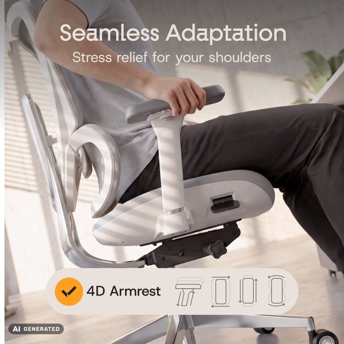 MasterSeat – Ergonomic Premium Office Chair - ClouvouChairs - US Cream/Gray