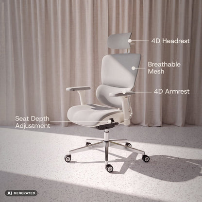MasterSeat – Ergonomic Premium Office Chair - ClouvouChairs - US Cream/Gray