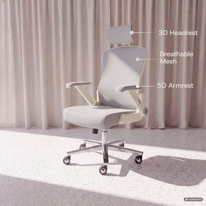 PowerSeat - Ergonomic Extra-Wide Office Chair - ClouvouChairs - US Cream/Gray