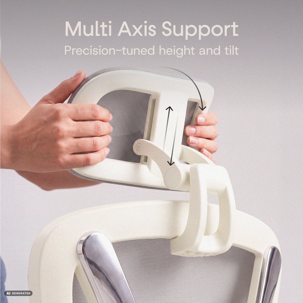 PowerSeat - Ergonomic Extra-Wide Office Chair - ClouvouChairs - US Cream/Gray